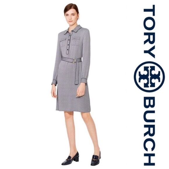 Tory Burch Christelle Chain Print Silk Shirt Dress - Size 2 - Picture 1 of 9